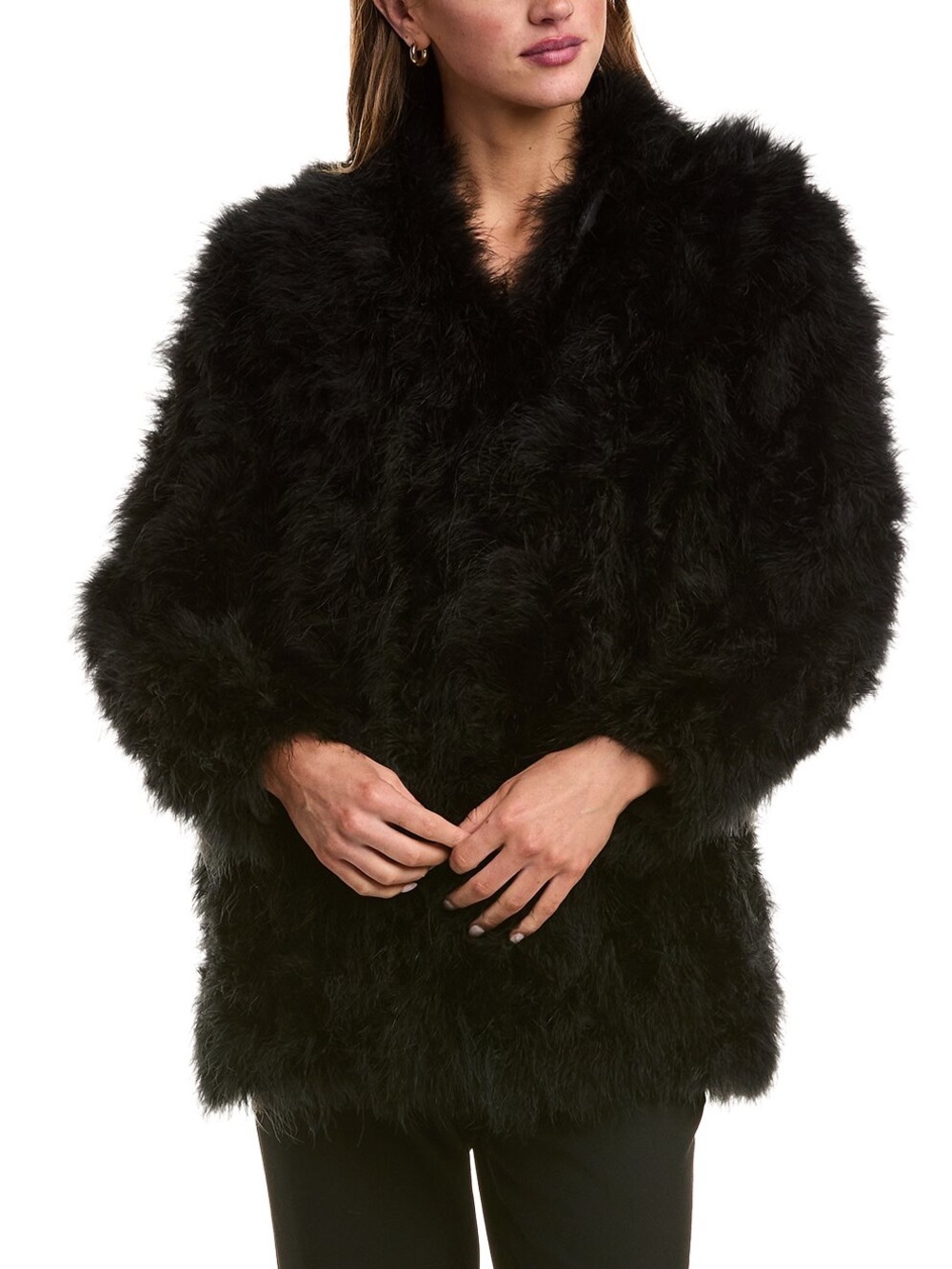 Lamarque Black Feather Coat Size XS; Worn once